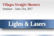 Lights & LasersLights & Lasers Villages Straight Shooters ... –Rechargeable •Lanyard •Adjustable Focus $20. Tactical Flashlight Summary Model LED Lumens Light Modes M On Mem