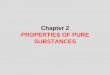 Chapter 2 PROPERTIES OF PURE SUBSTANCES · Chapter 2 PROPERTIES OF PURE SUBSTANCES . 2 Objectives ... in the analysis of control volumes. ... energy needed to vaporize a unit mass