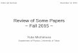 Review of Some Papers ~ Fall 2015granite.phys.s.u-tokyo.ac.jp/michimura/... · Review of Some Papers ~ Fall 2015 ~ Yuta Michimura Department of Physics, University of Tokyo Ando Lab