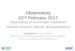Observatory 22nd February 2017 - SPS...Observatory 22nd February 2017 Observatory of recent safe medication practice research, reports, and publications Presented by Sarah Cavanagh