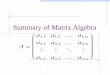 Summary of Matrix Algebragsme.sharif.edu/~barakchian/courses/EconometricsI... · Summary of Matrix Algebra . 2 Outline 1. Basic Definitions 2. Matrix Operations and Features 3. 
