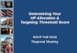HP Allocation & Targeting Threshold ScoreHP Allocation & Targeting Threshold Score • Grantees must continue to use a VA approved “targeting threshold score” • All grantees