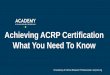 Achieving ACRP Certification What You Need To Know€¦ · • E6(R2) – Guideline for Good Clinical Practice • E2A – Definitions and Standards for Expedited Reporting • E8