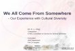 We All Come From Somewhere - Hospital Authority€¦ · We All Come From Somewhere - Our Experience with Cultural Diversity Dr. K. L. Ong Chairperson . NTWC Committee on Service for