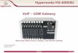 Hypermedia HG-4000/6U VoIP – GSM GatewayHypermedia HG-4000/6U 7 Previous Page Contents Next Page Boards Following is a description of the boards included with the unit: • Cellular