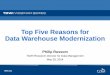 Top Five Reasons for Data Warehouse Modernizationdownload.101com.com/pub/tdwi/Files/HP 052814.pdf · Top Five Reasons for Data Warehouse Modernization Philip Russom TDWI Research