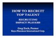 HOW TO RECRUIT TOP TALENT - Becker's ASC Review · HOW TO RECRUIT TOP TALENT RECRUITING IMPACT PLAYERS Greg Zoch, Partner Kaye/Bassman International Corp. Recruiting the Impact Player