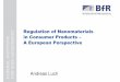 Regulation of Nanomaterials in Consumer Products - A ...€¦ · in Consumer Products – A European Perspective Andreas Luch. A. Luch, 1 st Joint Symposium on Nanotechnology, 05