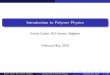 Introduction to Polymer Physics - KU Leuvenitf.fys.kuleuven.be/~enrico/Teaching/intro_polymers.pdfIntroduction to Polymer Physics Enrico Carlon, KU Leuven, Belgium February-May, 2016