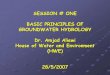 SESSION # ONE BASIC PRINCIPLES OF GROUNDWATER HYDROLOGY Dr ... · BASIC PRINCIPLES OF GROUNDWATER HYDROLOGY Dr. Amjad Aliewi House of Water and Environment (HWE) 28/5/2007. 1 Groundwater
