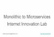 Monolithic to Microservices Internet Innovation Lab · 12 Factor App Hand on: Create new Django application Hand on: Docker build. Ant Colony