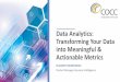 Data Analytics: Transforming Your Data into Meaningful ... · Actionable Metrics. ELIZABETH MONTANARI. Product Manager, Business Intelligence . Source: North American Consumer Banking