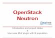 OpenStack Neutron...What’s Neutron Operator selects backend to implement that core API (ML2, Open vSwitch, Linux Bridge, Nicira…) Extendable API to provider advanced services Neutron