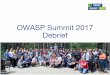 OWASP Summit 2017 Debrief · 2020-05-04 · Top 10 2017 –Process Discussion The history of the Top 10 was covered briefly: • 2004, no data backing the standard • 2007, CVE data