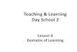 Teaching & Learning Day School 2 · Lesson Objectives At the end of this lesson, students should be able to: • Summarize the behavioural theory • Summarize the cognitive theory