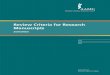 Review Criteria for Research Manuscripts Criteria For... · 2015-06-03 · Review Criteria for Research Manuscripts Task Force Members ... Manuscript Revision and Final Editing 