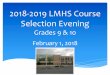 2018-2019 LMHS Course Selection Evening · 2018-2019 LMHS Course Selection Evening Grades 9 & 10 February 1, 2018 ... * Ms. Jen Vallieres –School Counselor ... * Mitosis & Meiosis