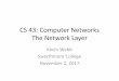CS 43: Computer Networks The Network Layerkwebb/cs43/f17/13... · CS 43: Computer Networks The Network Layer Kevin Webb Swarthmore College November 2, 2017. TCP/IP Protocol Stack