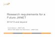 Research requirements for a Future JANET€¦ · JANET Services • JANET IP • High capacity • Core at 40Gb/s • High reliability & resilience • JANET Lightpath • Mid to