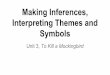 Symbols Interpreting Themes and Making Inferences, · Making Inferences • Your inference might be a generalization about a character. • It might be a prediction about what they’re