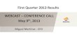 First quarter 2013 results presentation slides · 2020-03-21 · WEBCAST – CONFERENCE CALL May 9th, 2013 Miguel Martínez - CFO First Quarter 2013 Results . 3 ... 1Q12 Volume Price