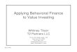 Applying Behavioral Finance to Value Investing the Warren ... Applying Behavioral Finance to Value Investing