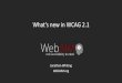 What’s new in WCAG 2 - Accessing Higher Ground...• What is new in WCAG 2.1 • WCAG 2.1 and relevant law • Techniques to implement the best new parts of WCAG 2.1. ... •2.5.6