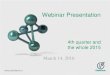 Webinar Presentation - Joint Stock Company OlainfarmWebinar Presentation 4th quarter and the whole 2015 March 14, 2016. 4th Quarter. ... very low base in 2014, represents an extremely