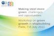 Making steel more green: challenges and opportunities ... · Summit, July 2009 in L'Aquila, Italy) •Steel sector (IEA estimates) : –Carbon emission from 1.7 tonne per tonne of