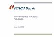 Performance Review: Q1-2010 - ICICI Bank · 2013-12-18 · 5 Overview: Q1-2010 zNet interest income for Q1-2010 at Rs. 19.85 billion compared to Rs. 20.90 billion for Q1-2009 zDecrease