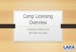 Camp Licensing Overview - Michigan€¦ · A camp begins operating when the camp assumes responsibility (In loco parentis) for the campers. Day camp: operates more than 4 hours but