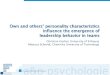 Own and others’ personality characteristics · Own and others’ personality characteristics influence the emergence of leadership behavior in teams Christine Gockel, University