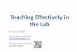 Teaching Effectively in the Lab - cloudfront.ualberta.ca · learning and teaching contexts. Journal of Educational Psychology, 95 (4), 667-686. Give them context, examples, importance,