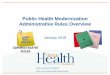 Public Health Modernization Administrative Rules …...Public Health Modernization Administrative Rules Overview January 2018 Objectives • Review the statutory changes from the passage