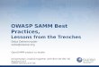 OWASP SAMM Best Practices, · Tools: OWTF, Broken Web Applications Project, Zed Attack Proxy Docs: Code Review Guide, Testing Guide, Top Ten Project LIFE CYCLE SAMM, Application Security