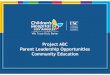 Project ABC Parent Leadership Opportunities Community ...€¦ · Project ABC Parent Leadership offered me the opportunity to learn about ... Temporal, Social, and Emotional contexts.”