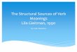 The Structural Sources of Verb Meanings Lila …masta/WS15/Tyler.pdfVerbs: mirror neurons activated, Hebbian process strengthen association of verb and action Nouns learned quicker