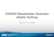 CEDSCI Stakeholder Overview (Alpha Testing) · PDF file Alpha Phase 2 Testing Overview 8 Alpha Phase 2 Testing Goals • Share CEDSCI early • Capture feedback • Identify improvements