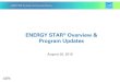 ENERGY STAR Overview & Program Updates · 8/20/2019  · • To invigorate the ENERGY STAR brand, JUMP is the short -term energy savings opportunities that fit both Resource Acquisition