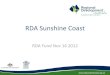 RDA Sunshine Coast€¦ · Regional Development Sunshine Coast RDA Sunshine Coast was incorporated on Jan 29 2010 RDA Sunshine Coast is: • a not-for-profit community-based Organisation
