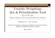 Toxicity-Weighting: QA & Prioritization Tool · 4 - 5 5 - 30 Over 40% of counties hazard index greater than 1 Several counties hazard index greater than greater than 10 High values