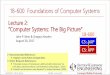 18-600 Foundations of Computer Systemsece600/lectures/lecture02.pdf · 2017-08-30 · 18-600 Foundations of Computer Systems Recommended Reference: Chapters 1 and 2 of Shen and Lipasti
