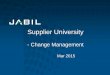 Supplier University › dam › jcr:f4116098-5011-43c1-83c2-6a...An effective Change control process Because of the importance of change control, we need to set up an effective change