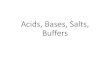 Acids, Bases, Salts, Buffers - Ideal Balance...– A buffer is a compound that resists changes in pH – They stabilize pH by removing or replacing H+ – The three buffers are •