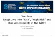 Webinar: Deep Dive into “Risk”, “High Risk” and Risk Assessments … · 2019-11-07 · 2 Webinar Agenda 1. Introduction 2. “Risk”, “High Risk” and Risk Assessments