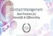 Contract Management - DOA Home · Contract Management Best Practices for. Handoffs & Offboarding. 1 2019 Wisconsin Statewide Procurement Conference: Procurement in Partnership. Agenda