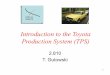 Introduction to the Toyota Production System (TPS) · Three Major Mfg Systems from 1800 to 2000 1800 1900 2000 Machine tools, specialized machine tools, Taylorism, SPC, CNC, CAD/CAM