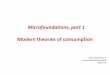 Microfoundations. Modern theories of consumptioncoin.wne.uw.edu.pl/siwinska/Macro2_lecture12.pdf · Consumption The contemporary theory of consumption was developed independently