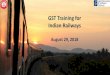GST Training for Indian Railways - IRAS Times presentation_29... · 2018-09-05 · • However, ITC availed can not be utilised against all kind of GST liabilities. There are certain
