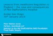Lessons from Healthcare Regulation in England – the case and … · 2014-10-14 · Lessons from Healthcare Regulation in England – the case and consequences of Mid Staffordshire